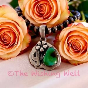 Sonoran Gold Cactus Flower Southwestern Sterling Pendant 925